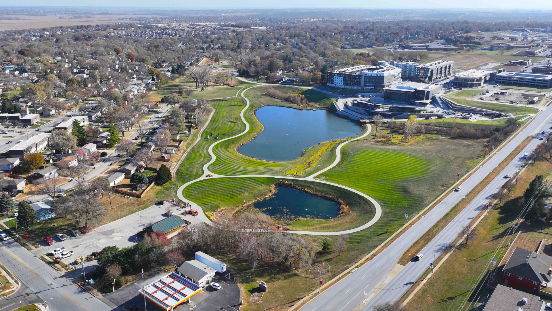 Aerial view of La Vista, NE, a service area of Alfa Y Omega Construction